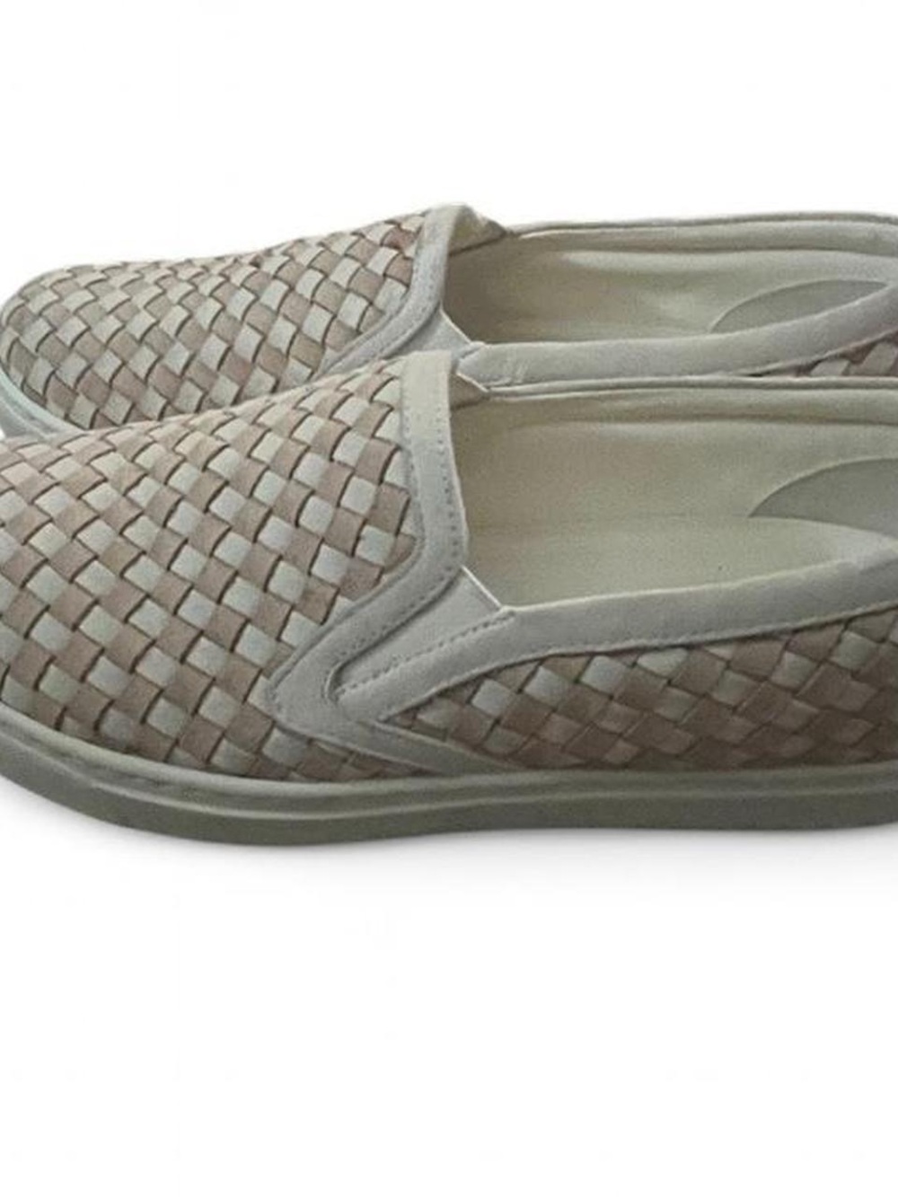 Woven Slip-On Flats in Beige and Cream - Picture 2 of 6